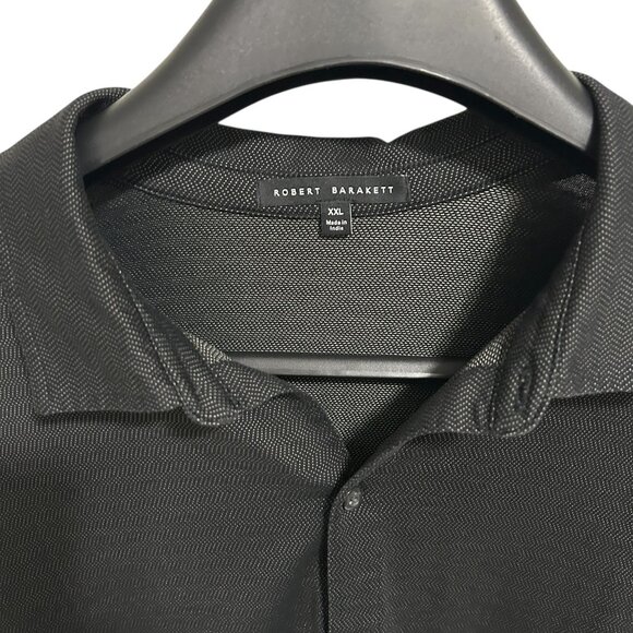 ROBERT BARAKETT Pima Cotton Mesh Knit Full Button Placket Shirt Size XXL Black - Picture 4 of 6